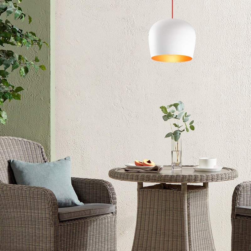 Luminaire suspendu géométrique à 1 lumière Excalibur, Blanc / Rouge, Blanc