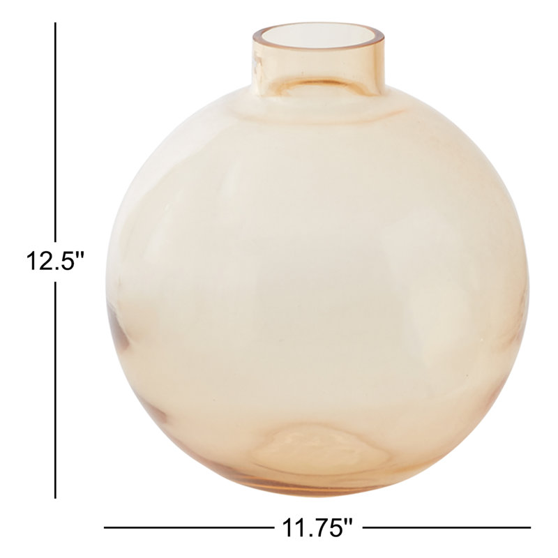 Bucherie Handmade Glass Table Vase, 12.50" H x 11.75" W x 11.75" D