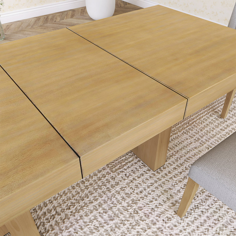 Ensemble de table de salle à manger extensible en bois pour 6 personnes Farmhouse, Naturel / Beige