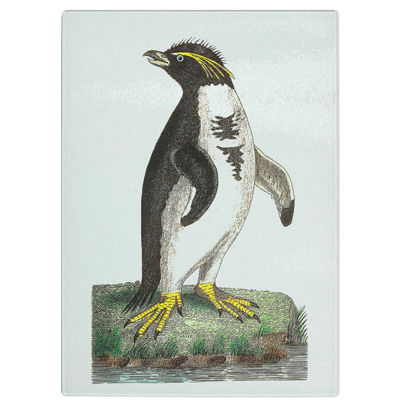 Tempered Glass Crested Penguin Chopping Board, 28.5 cm W x 39 cm L