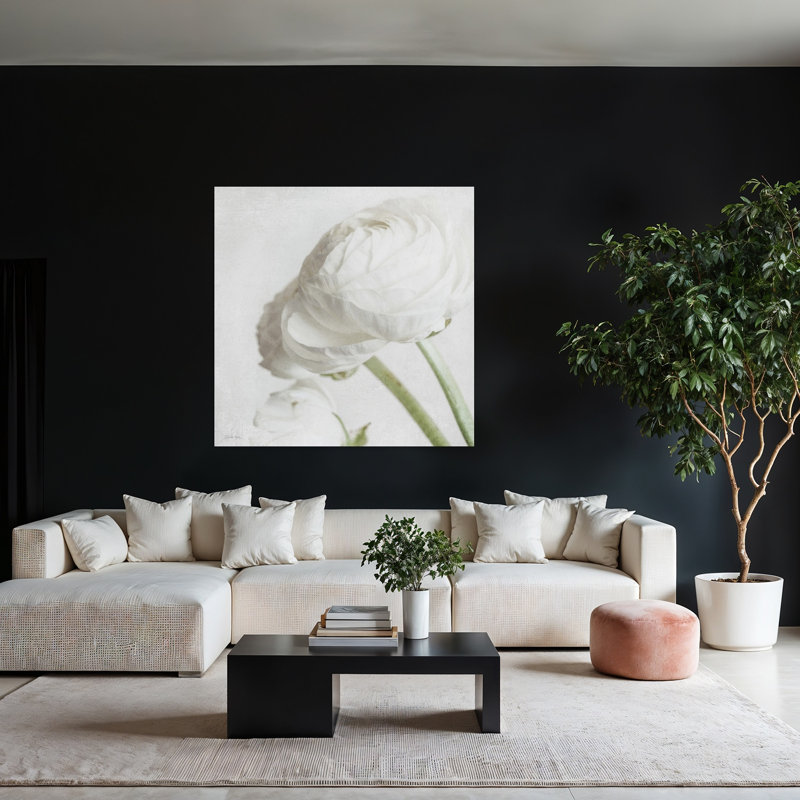 Art contemporain pur et pur pivoine, H 48 po x l 48 po