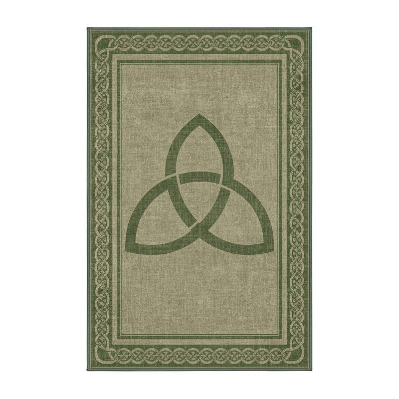 Soft Plush Eslinger St Patties Modern & Contemporary Abstract Area Rug in Brown – SageGreen Binding, 7x9
