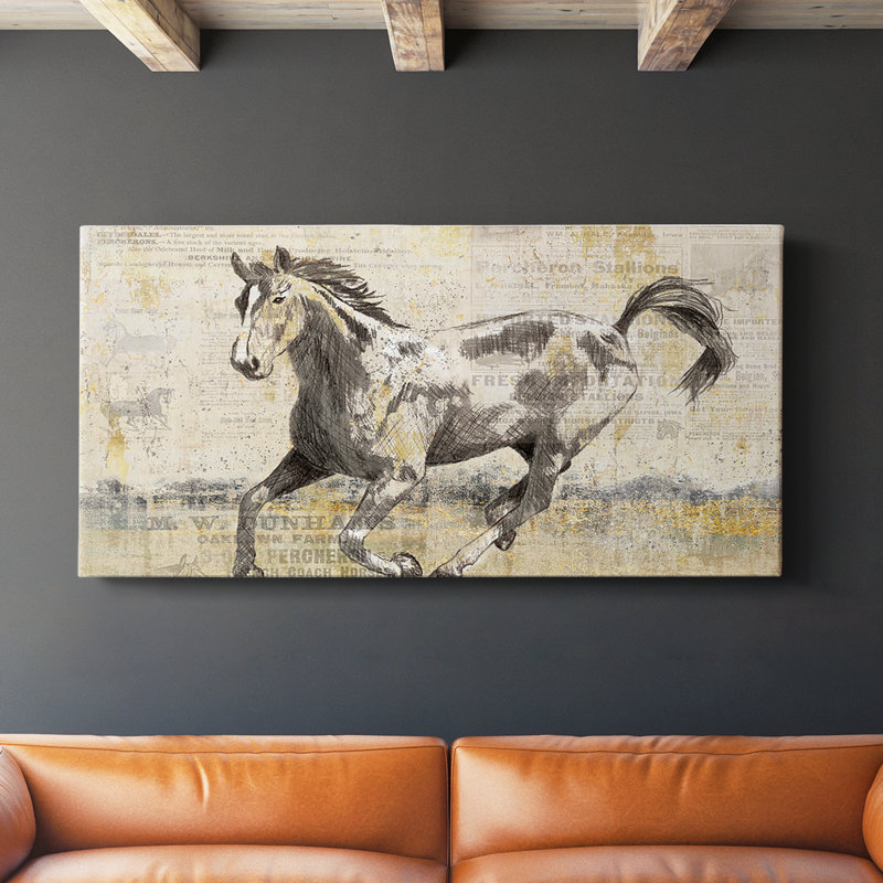 Golden Stallion II - toile tendue avec châssis - prête à être accrochée, H 16 po x l 32 po