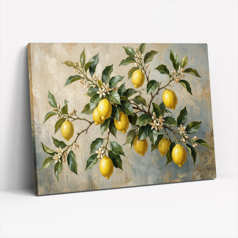 Ensemble de 1 tableau sur toile « Branche de citronnier », 24"H x 36"W, Wrapped Canvas