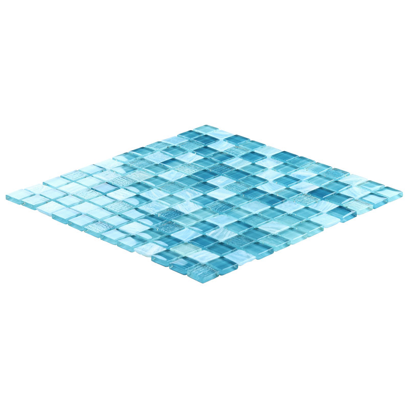 Jayla 11.81 in. x 11.81 in. Polished Glass Floor and Wall Mosaic Tile, Sea