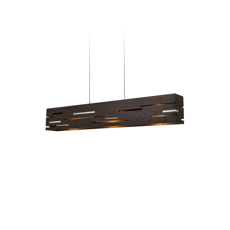 Aeris Linear LED Pendant - 2700K, Brushed Aluminum, Walnut, 7.5" H x 54" W x 5" D