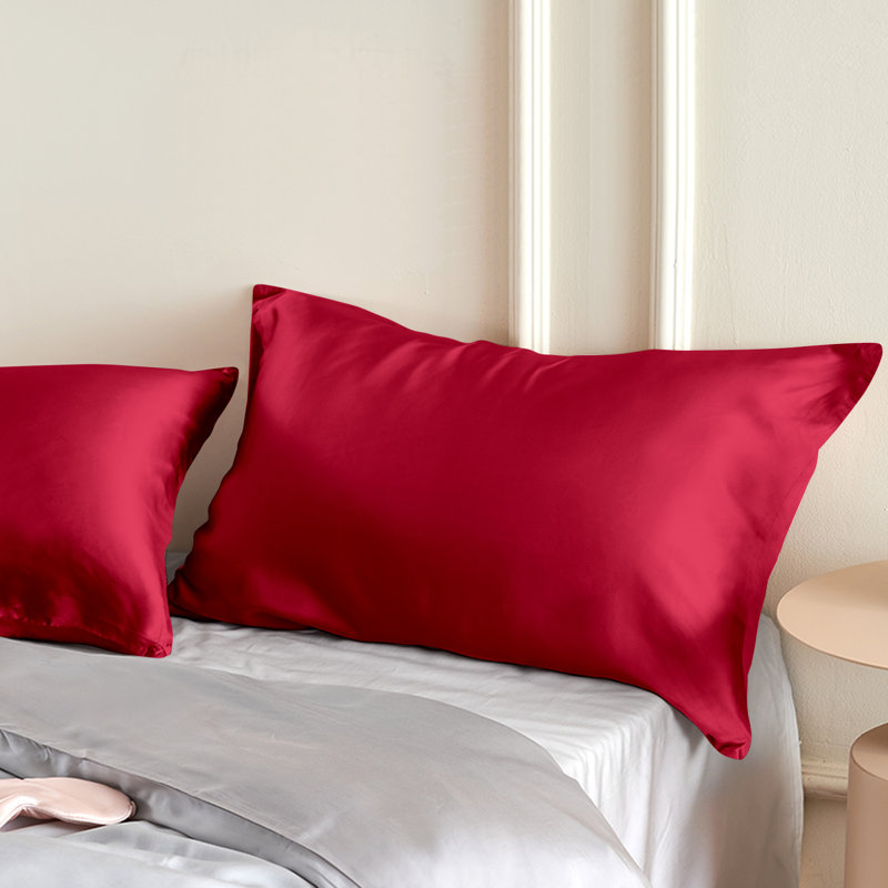 Taie d'oreiller en soie naturelle Zippered, Grand, Rouge