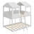 Wood Bunk Bed With Roof, Window, Guardrail-1321897798
