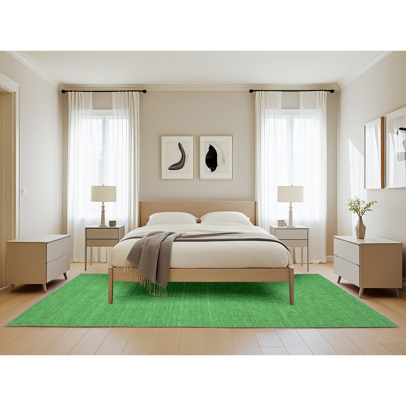 Tapis contemporain vert émeraude 181 lavable à la machine, Rectangle de 5 pi x 8 pi