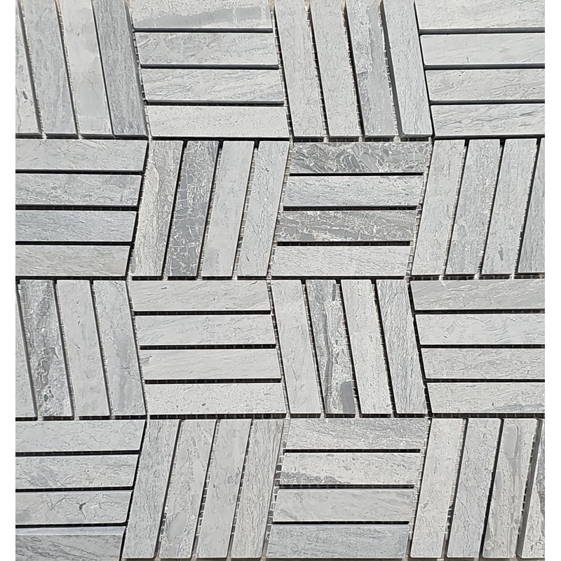 Carreau de mosaïque en marbre bleu poli en bois
