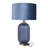 Ehrenberg Glass Ribbed Blue Table Lamp with Velvet Shade and Gold Accents-224650035