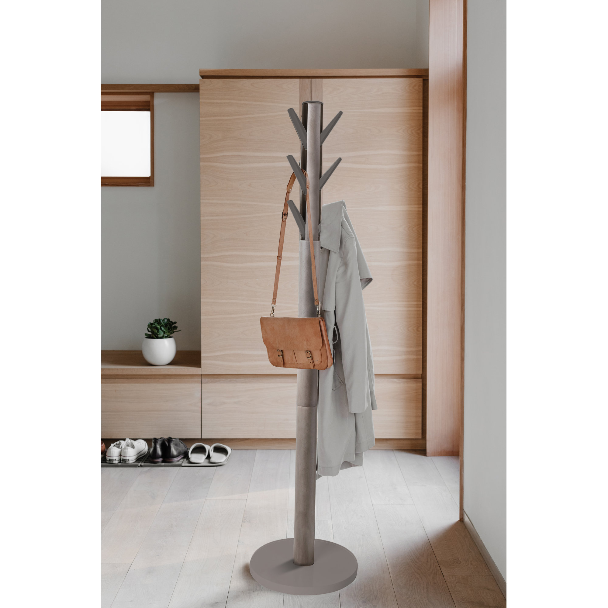 9 - Hook Freestanding Coat Rack, Gray