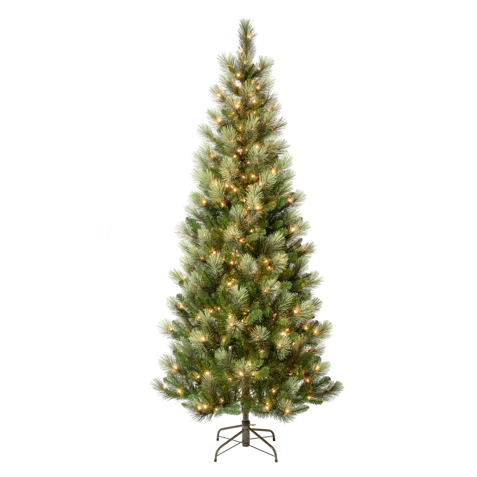 Pre-Lit Slim Pine Christmas Tree, 7.5'