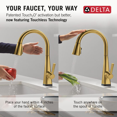 Lenta Touchless Kitchen Faucet with Touch Technology, Brushed Gold Kitchen Sink Faucet with Pull Down Sprayer, Single Hole, Brushed Gold