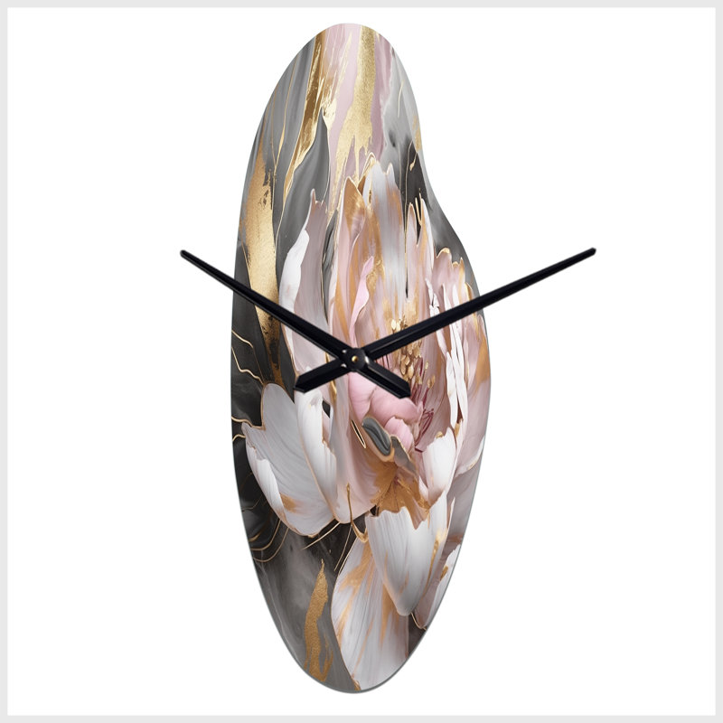 Zee - Sculpture d'horloge murale en forme de rose, Moyenne