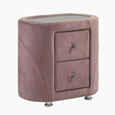 Armoire longue 2 tiroirs en tissu rose