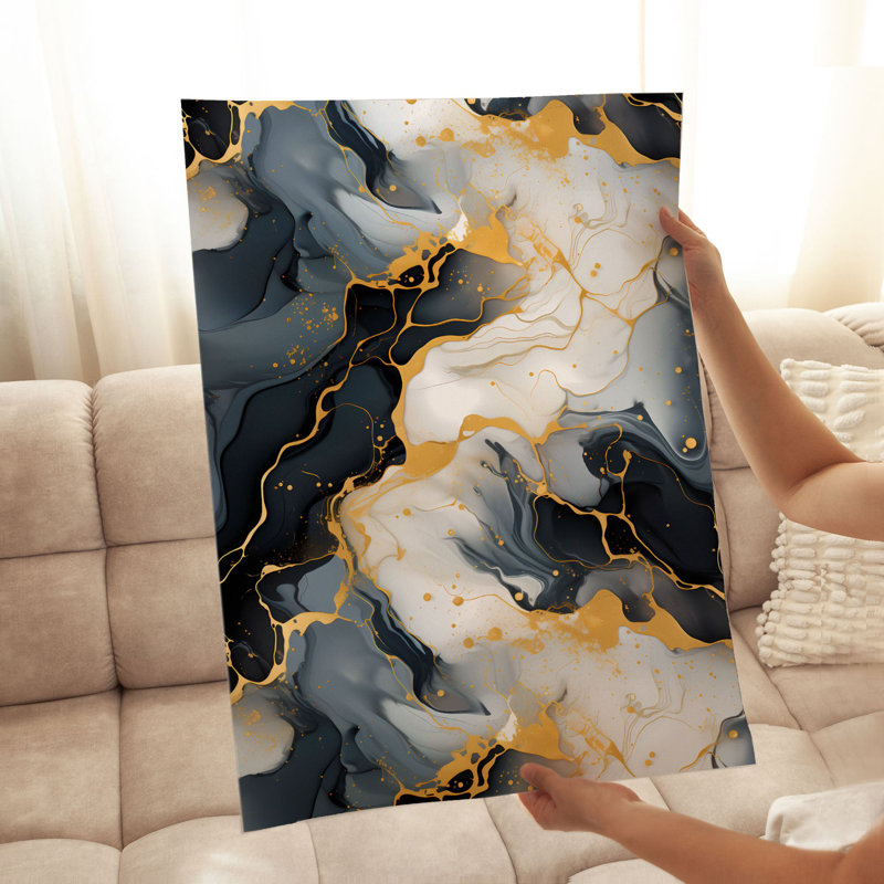 «Abstract Gold Brush Strokes IV», reproduction d'art moderne sans cadre, H 30 po x l 20 po