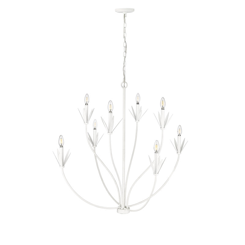 Lustre classique / traditionnel à 8 lumières de 40,5 po de large Primrose, Blanc texturé