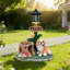 Statue de jardinière lanterne solaire chien assis