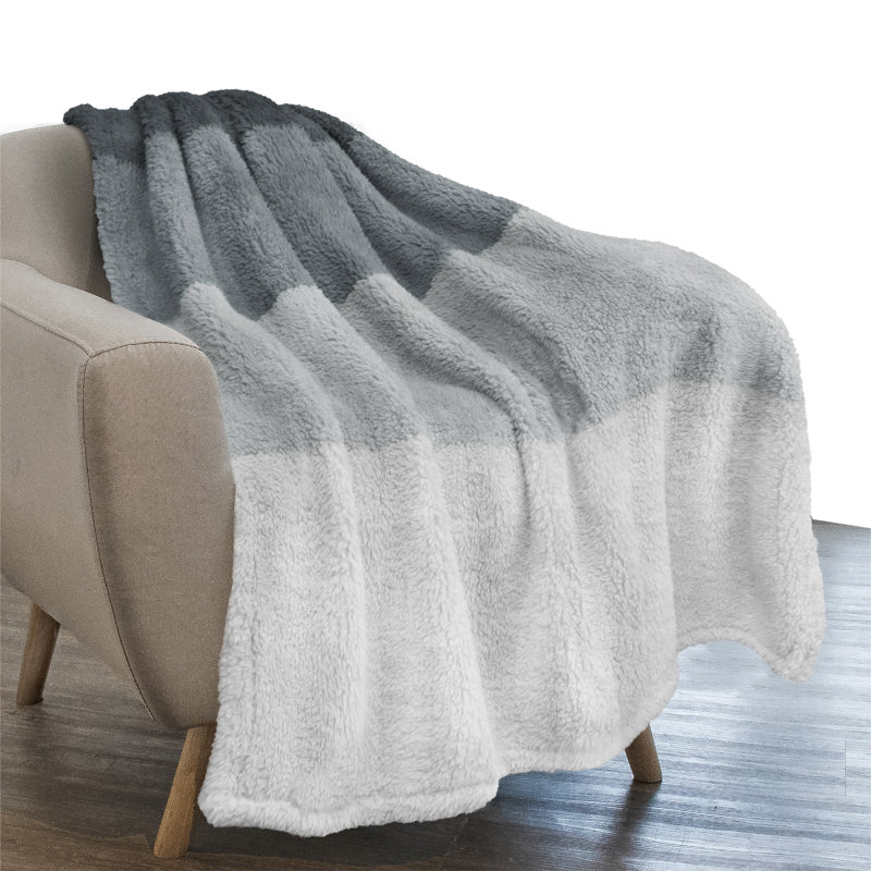 Jeté de lit Fluffy Sherpa, Jeté, Dégradé / gris anthracite