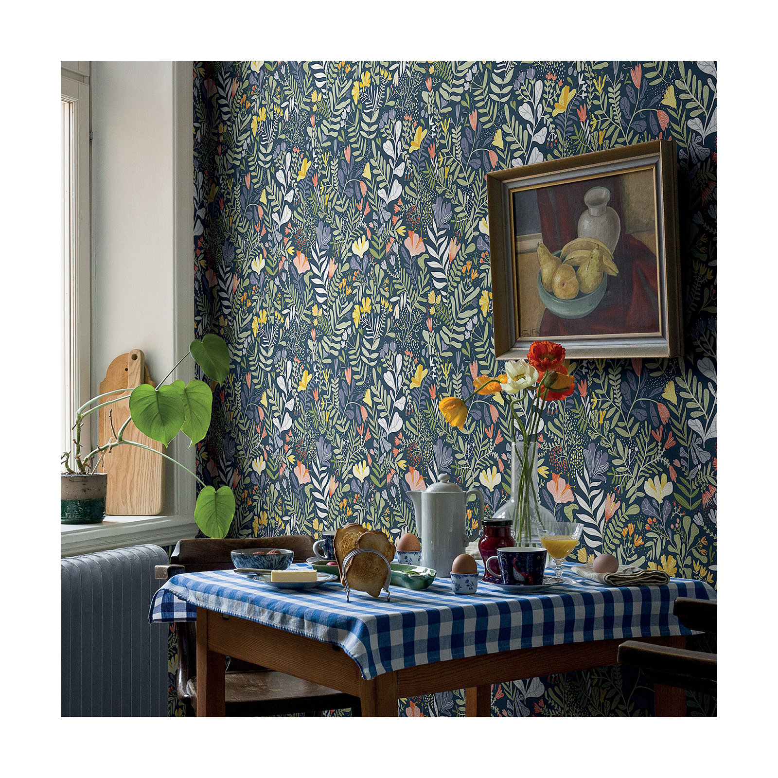 Ackworth Floral Roll, Navy Blue