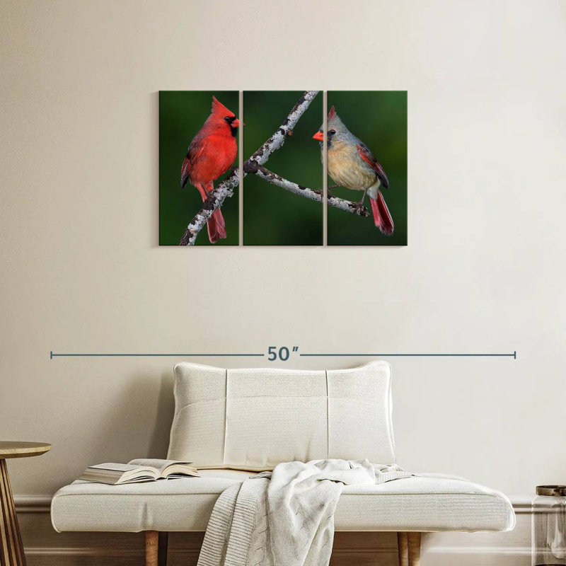 Brampt Pair Of Cardinal Birds, 20" H x 33" W