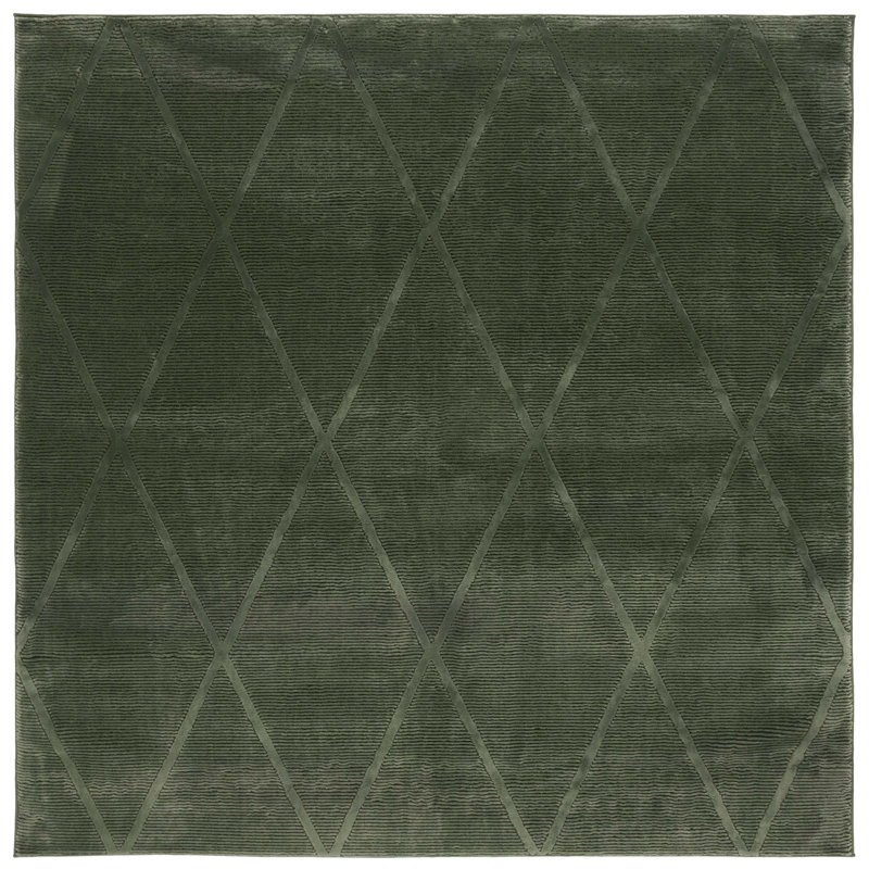 Revive Geometric Area Rug In Green, Square 201 cm