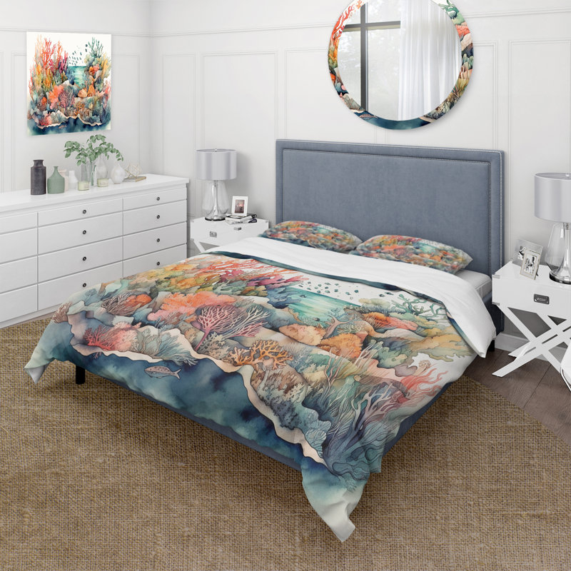 Ensemble de housse de couette en microfibre / polyester Vibrant Coral Reef II Bedding