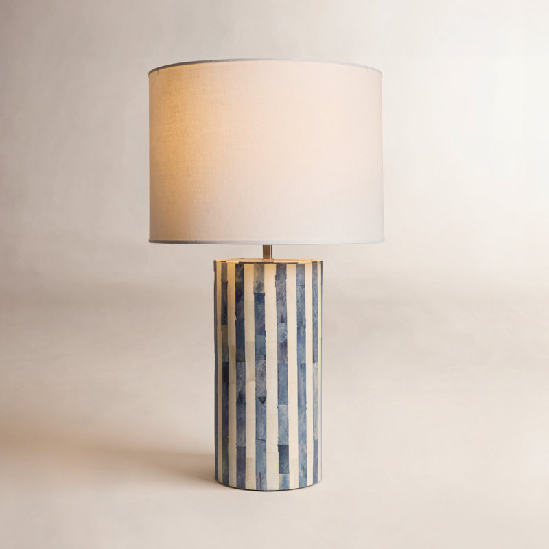 Patterson Bone Inlay Table Lamp, Blue/White