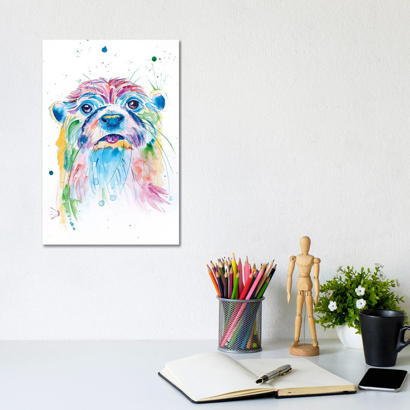 Watercolor Jewel Toned Otter by Jennifer Seeley - Wrapped Canvas Painting, 30.48cm H x 20.32cm W x 1.91cm D