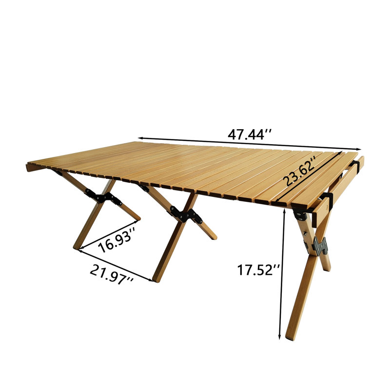 Table de patio pliable en bois naturel