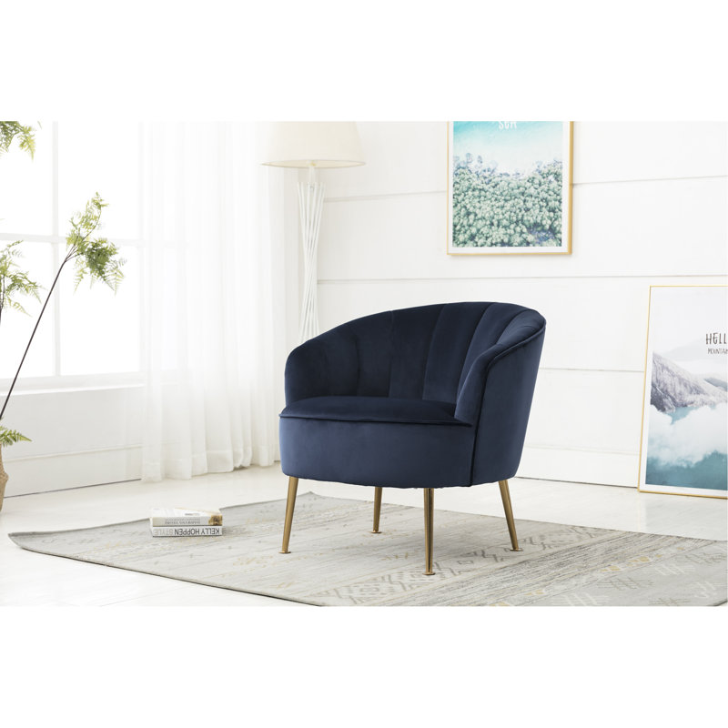 Elisa Velvet Barrel Chair, Navy