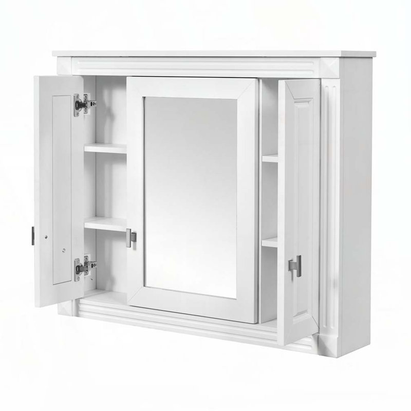 Armoire à pharmacie murale avec 4 tablettes, armoire de rangement avec porte miroir
