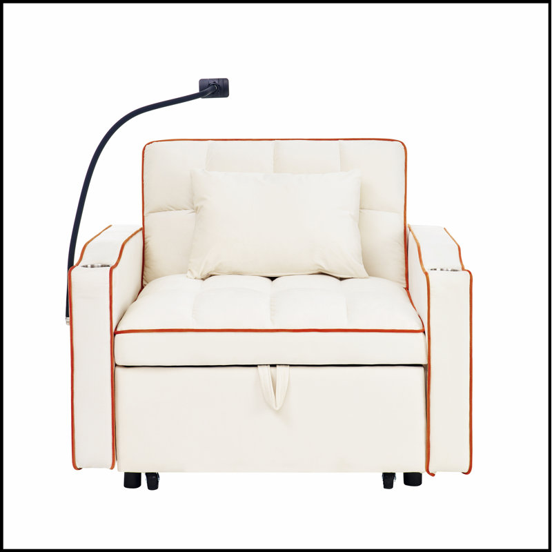 Canapé-lit convertible polyvalent avec multi-poches et ports USB pour divers espaces, parfait pour la vie moderne et le confort