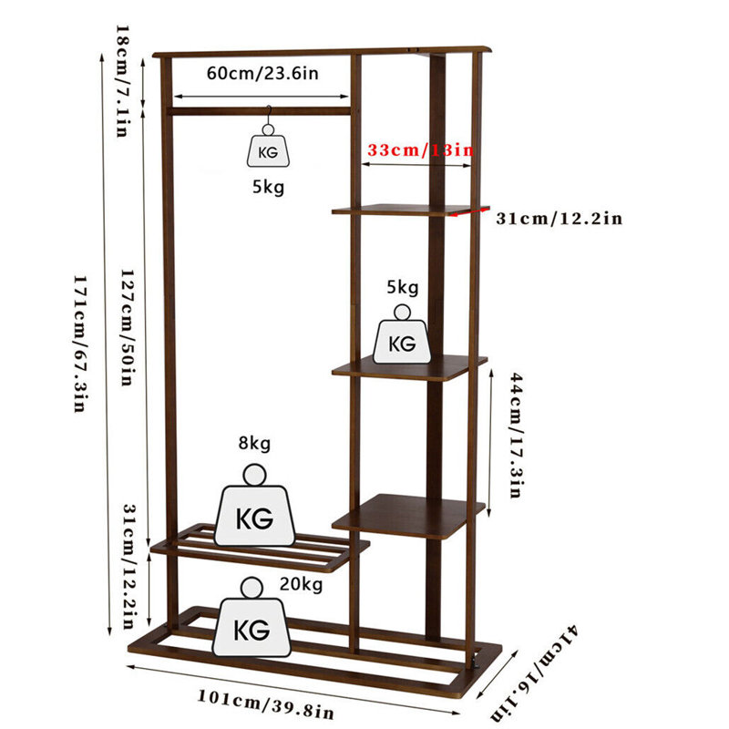 Freestanding Bamboo Clothes Garment Rack