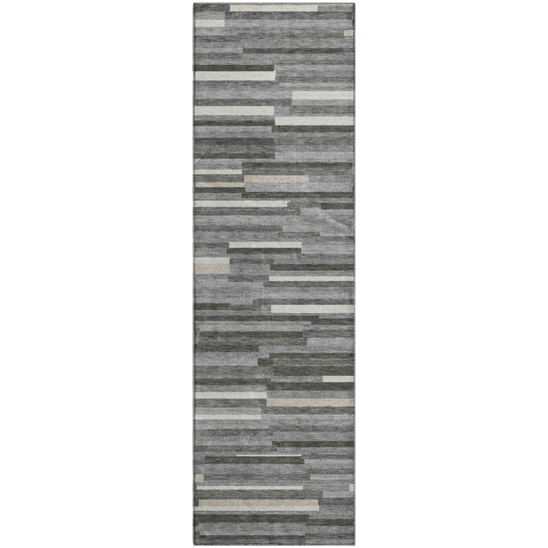 Premium Machine Washable Prisco Gray Rug, Runner 2'3" x 7'6"