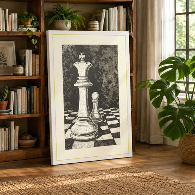 Queen and Pawn Vintage - Wrapped Canvas