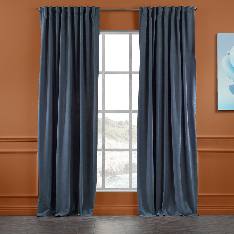 Blackout Thermal with Liner Extra Long & Extra Wide Decorative Curtain Single Panel, 140cm Width x 295cm Drop, Sky Blue