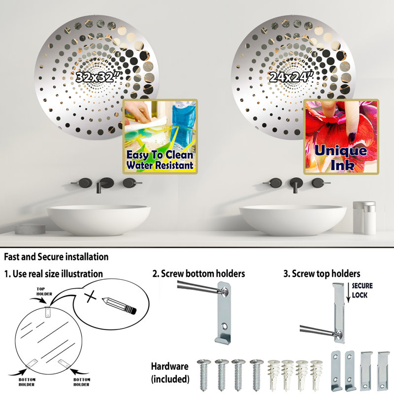 Miroir mural, 31,4 po x 31,4 po