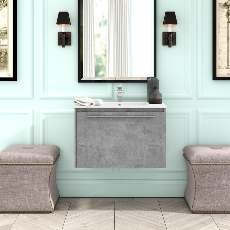 Tessa 30'' Single Bathroom Vanity with Resin Top, Concrete Gray