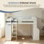 Lit mezzanine blanc double avec bureau et armoire intégrés