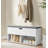 Shoe Bench With Cushion, Storage Bench, Entryway Bench With Storage, Shoe Rack Bench, 2 Open And 1 Hidden Compartments, Shoe Shelf, For Living Room, Bedroom, White And Grey