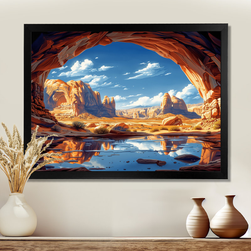 «Arches National Park Desert Caves Landscape II - Canyon», reproduction d'art, Toile encadrée noire simple