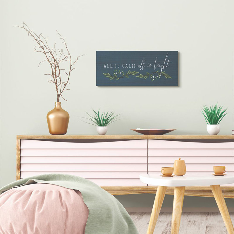 «All Is Calm», impression d'art textuel, Toile tendue, H 10 po x l 24 po x P 1,5 po