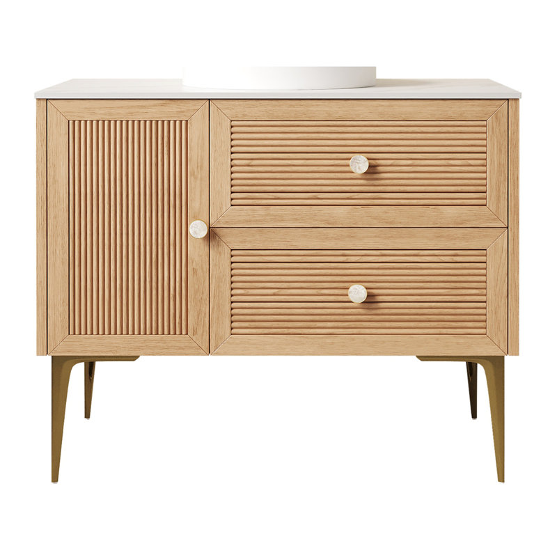 Armoire de salle de bain autoportante avec comptoir en pierre frittée, 36"