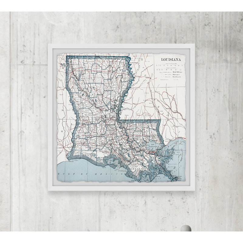 «White Louisiana Map», cadre photo, H 32 po x l 32 po x P 1,5 po