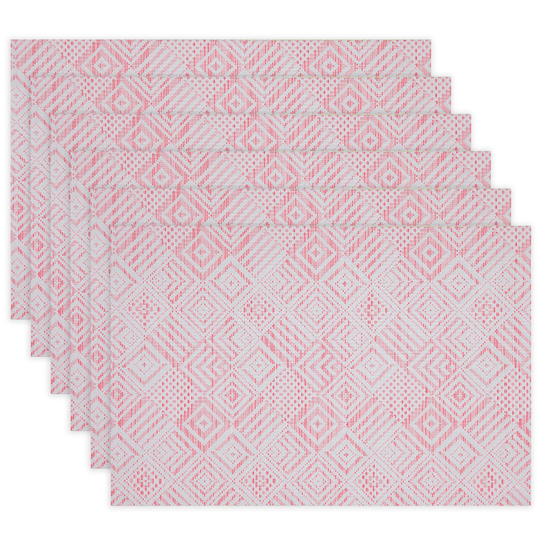 Nayloni Plastic / Acrylic Geometric Rectangle Placemat, Pink