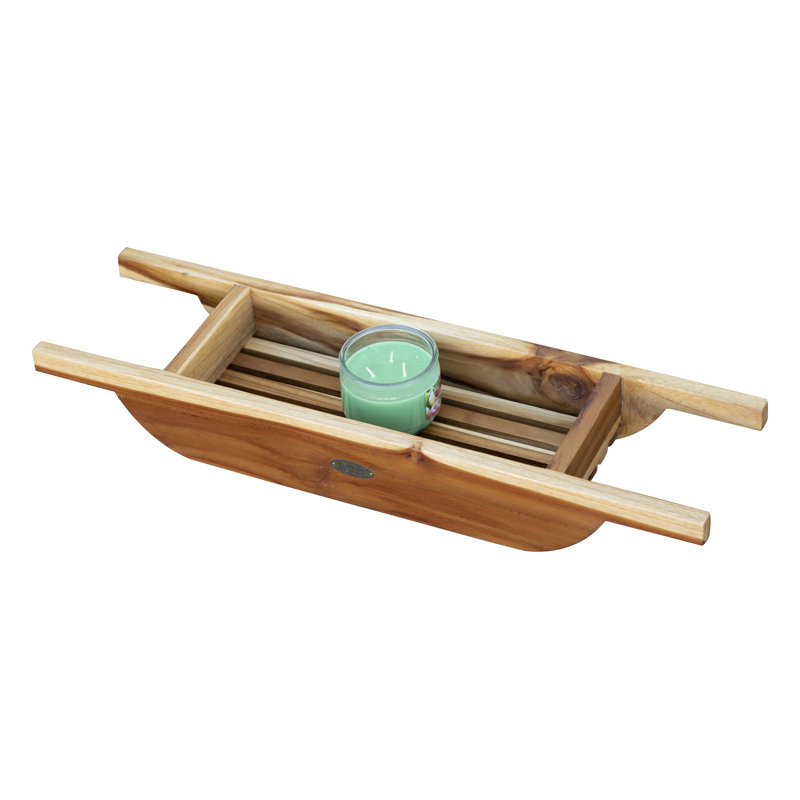 EcoDecors 29" Teak Wood Bath Caddy in EarthyTeak Finish