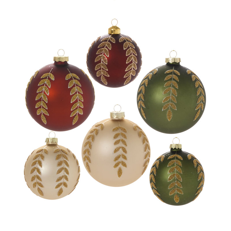 Beaded Leaf Ornament, 3" H x 3" W x 3" D, Gold