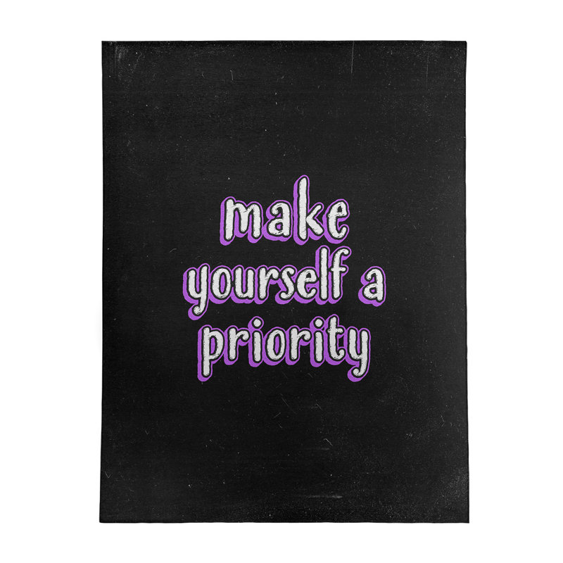 Tapis en poly-chenille style tableau noir style self love, Rectangle 5 pi x 7 pi